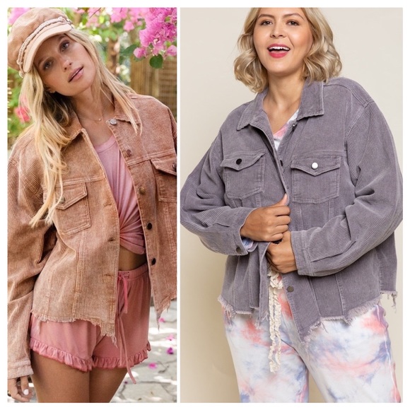 POL PLUS Basic Vintage Charcoal Corduroy Jacket - Picture 5 of 11